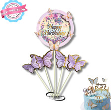 Torta Dekor Toperi Za Dekoraciju - LEPRITI 4kom. & HAPPY BIRTHDAY (LJUBIČASTI)
